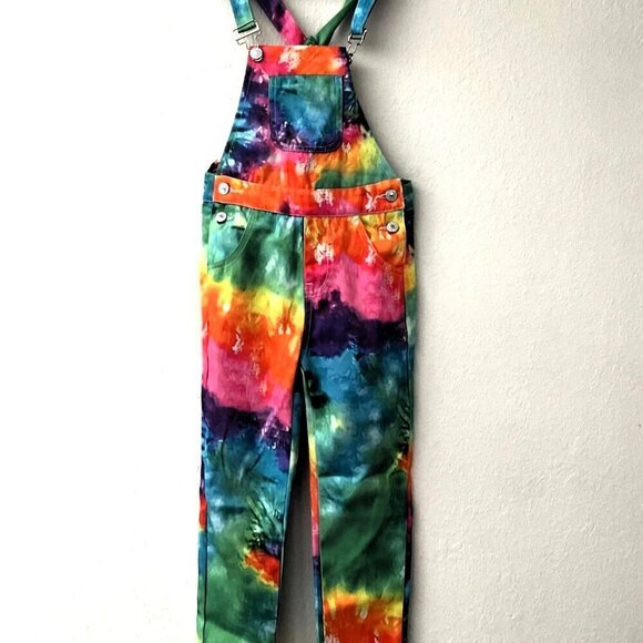 NEW TIE DYE OVERALLS KIDS CASUAL COSTUME - Picture 1 of 9